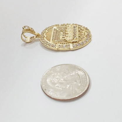 Real 10k Gold Circle Charm Last Supper Pendant 10kt Yellow Gold for Chain Men - GoldenlinQ