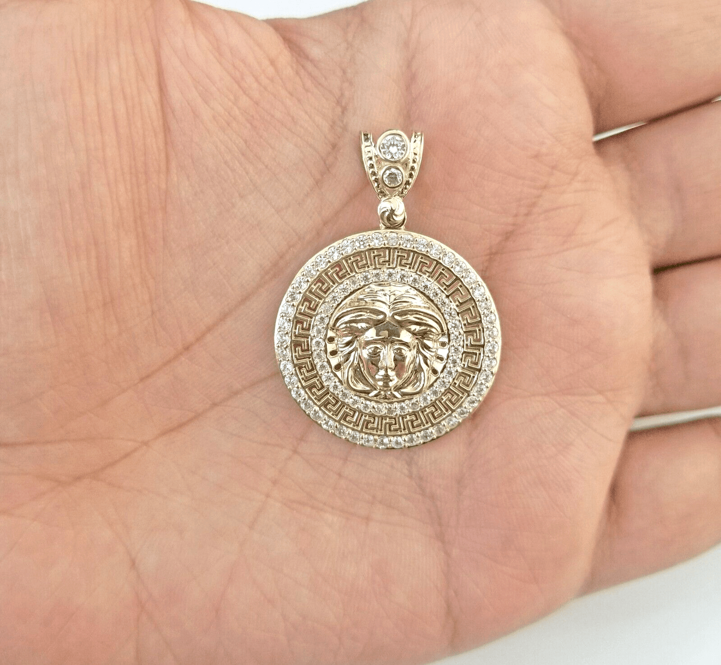 Real 10k Gold Circular Charm 10kt Yellow Gold Pendant Men Women - GoldenlinQ