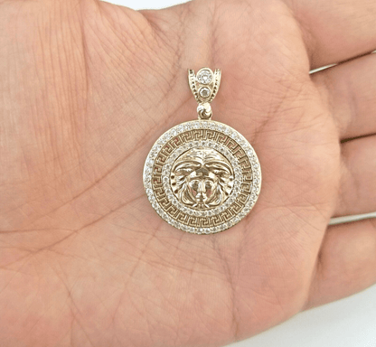 Real 10k Gold Circular Charm 10kt Yellow Gold Pendant Men Women - GoldenlinQ