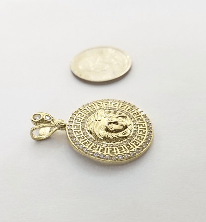 Real 10k Gold Circular Charm 10kt Yellow Gold Pendant Men Women - GoldenlinQ