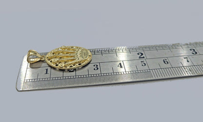 Real 10k Gold Circular Charm Pendant 10kt Yellow Gold Unisex - GoldenlinQ