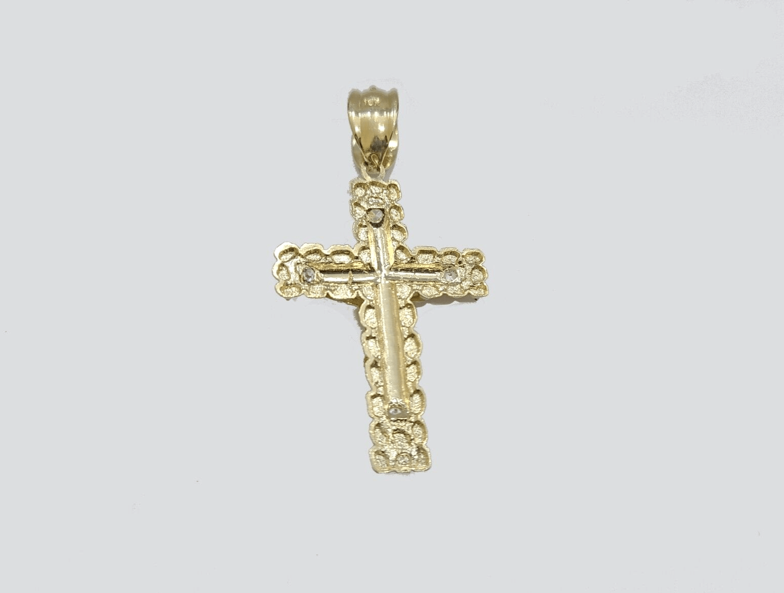 Real 10k Gold Cross Pendant 20 Inch Necklace SET Chain 5mm Miami Cuban Link 10KT - Reva Jeweler