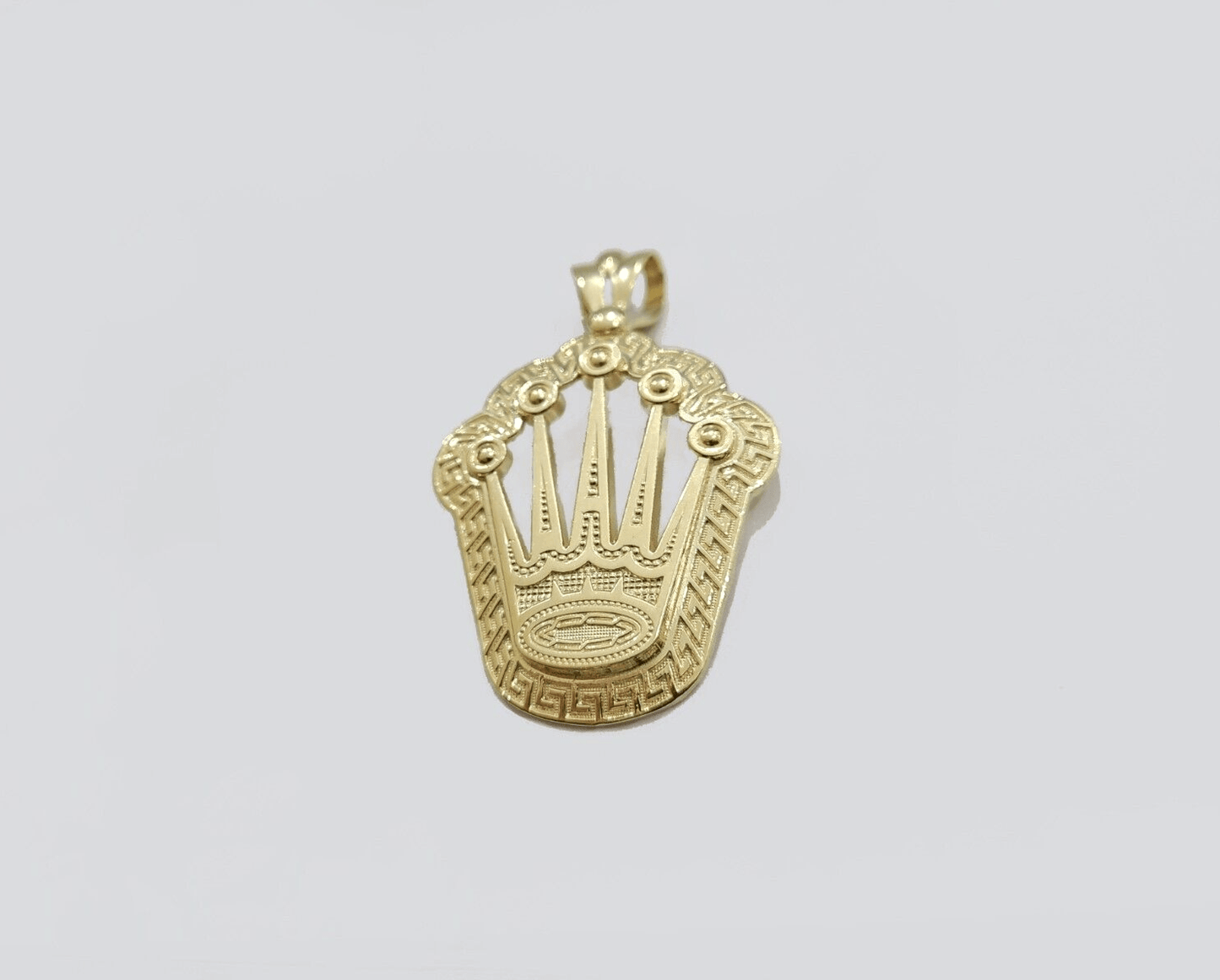 Real 10k Gold Crown Charm Pendant 10kt Yellow Gold 2 Inches For Chain & Necklace - Reva Jeweler