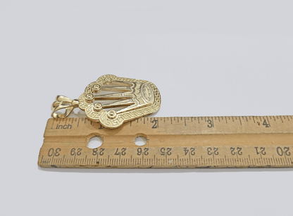 Real 10k Gold Crown Charm Pendant 10kt Yellow Gold 2 Inches For Chain & Necklace - Reva Jeweler