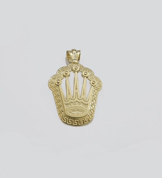 Real 10k Gold Crown Charm Pendant 10kt Yellow Gold 2 Inches For Chain & Necklace - Reva Jeweler