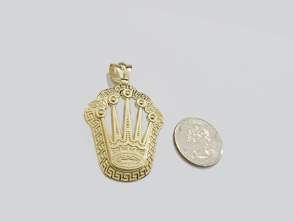 Real 10k Gold Crown Charm Pendant 10kt Yellow Gold 2 Inches For Chain & Necklace - Reva Jeweler