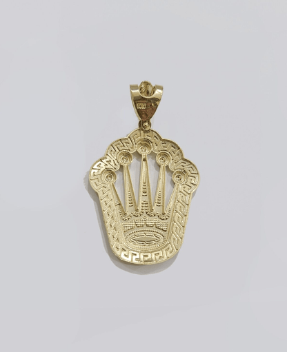 Real 10k Gold Crown Charm Pendant 10kt Yellow Gold 2 Inches For Chain & Necklace - Reva Jeweler