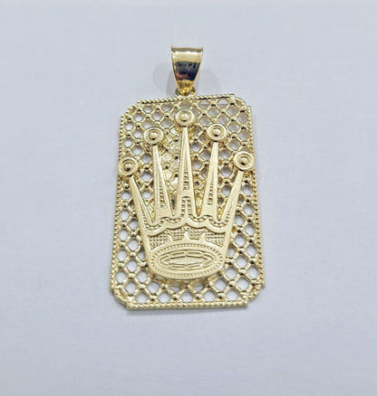 Real 10k Gold Crown Charm Pendant 10kt Yellow Gold Men - GoldenlinQ