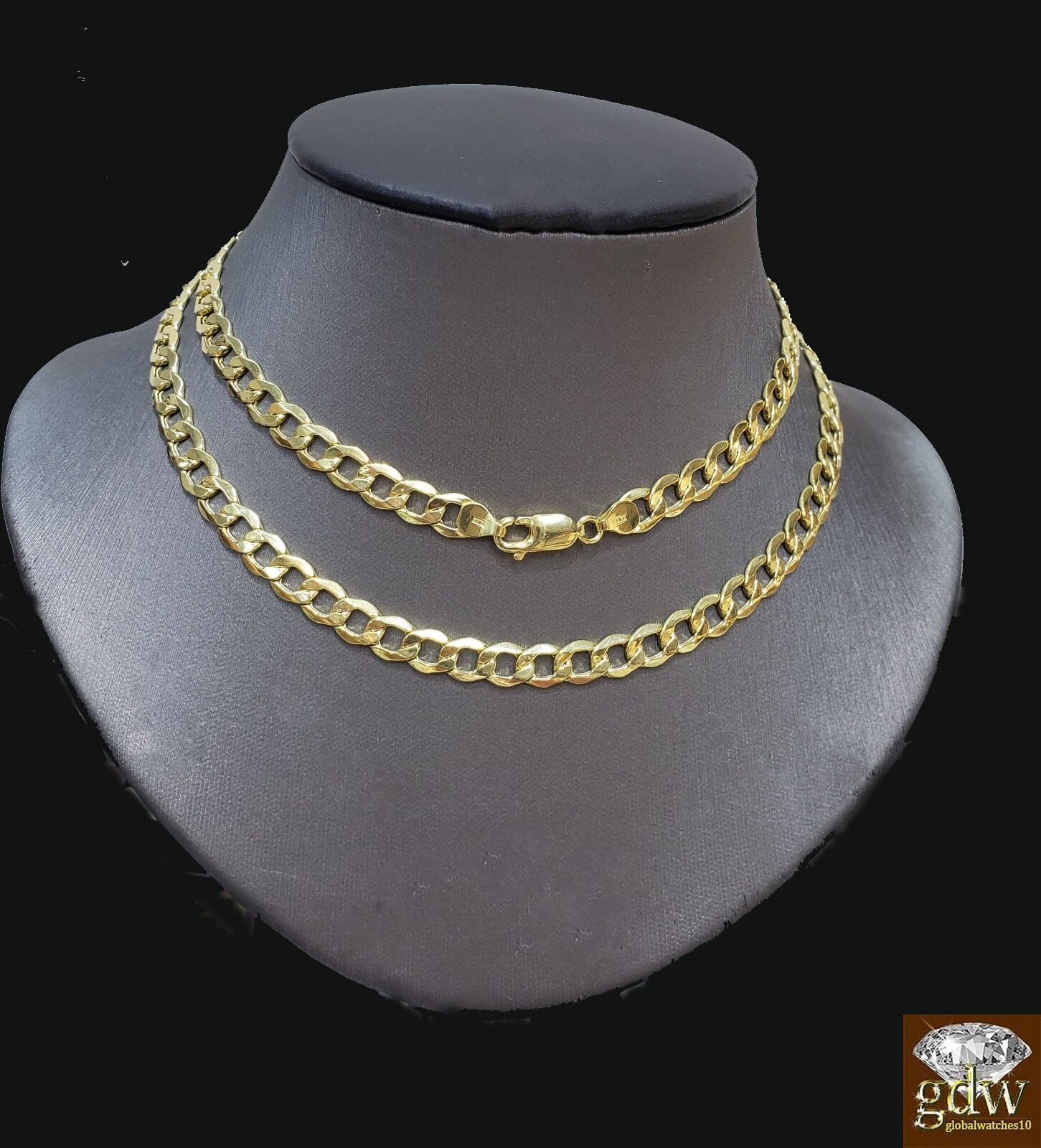 Real 10k Gold Cuban curb link chain Necklace 6.5mm 20" Authentic 10k Yellow Gold - Reva Jeweler