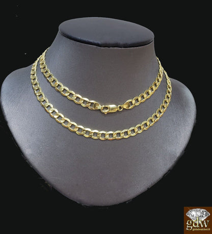 Real 10k Gold Cuban curb link chain Necklace 6.5mm 20" Authentic 10k Yellow Gold - Reva Jeweler