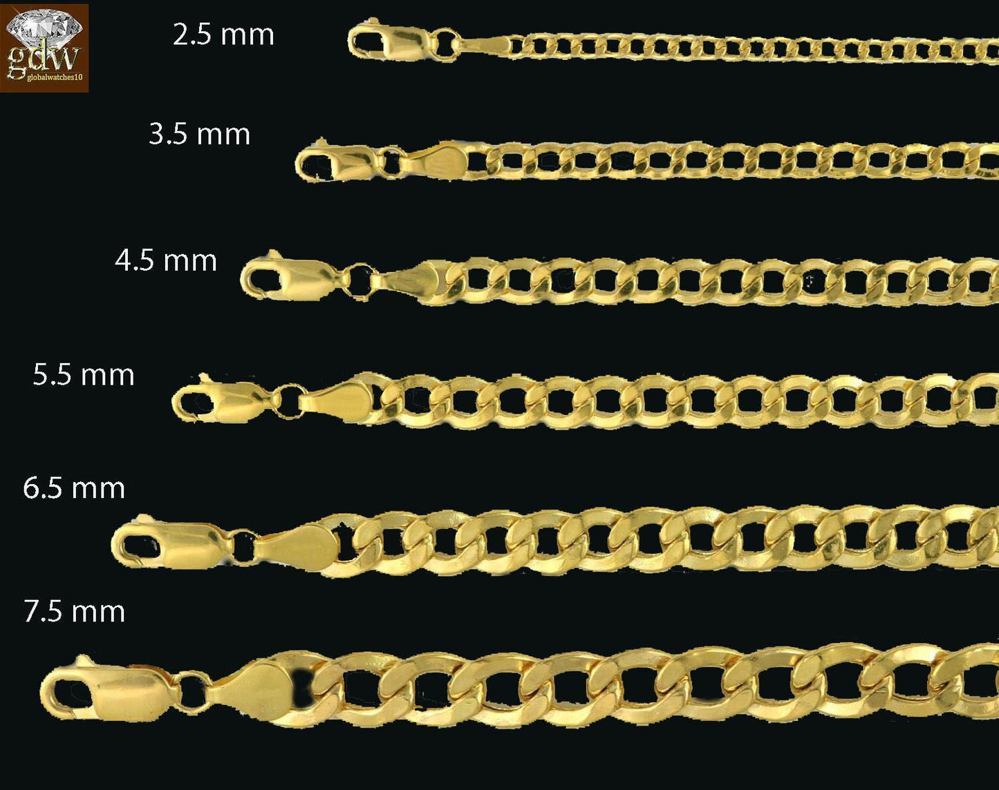 Real 10k Gold Cuban curb link chain Necklace 6.5mm 20" Authentic 10k Yellow Gold - Reva Jeweler