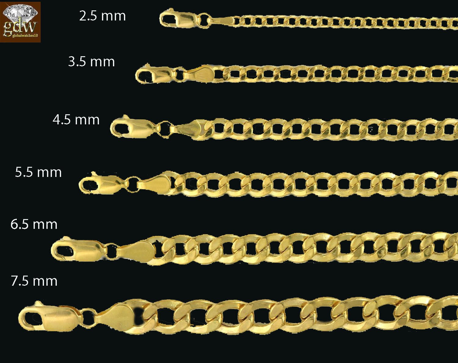 Real 10k Gold Cuban curb link chain Necklace 6.5mm 20" Authentic 10k Yellow Gold - Reva Jeweler