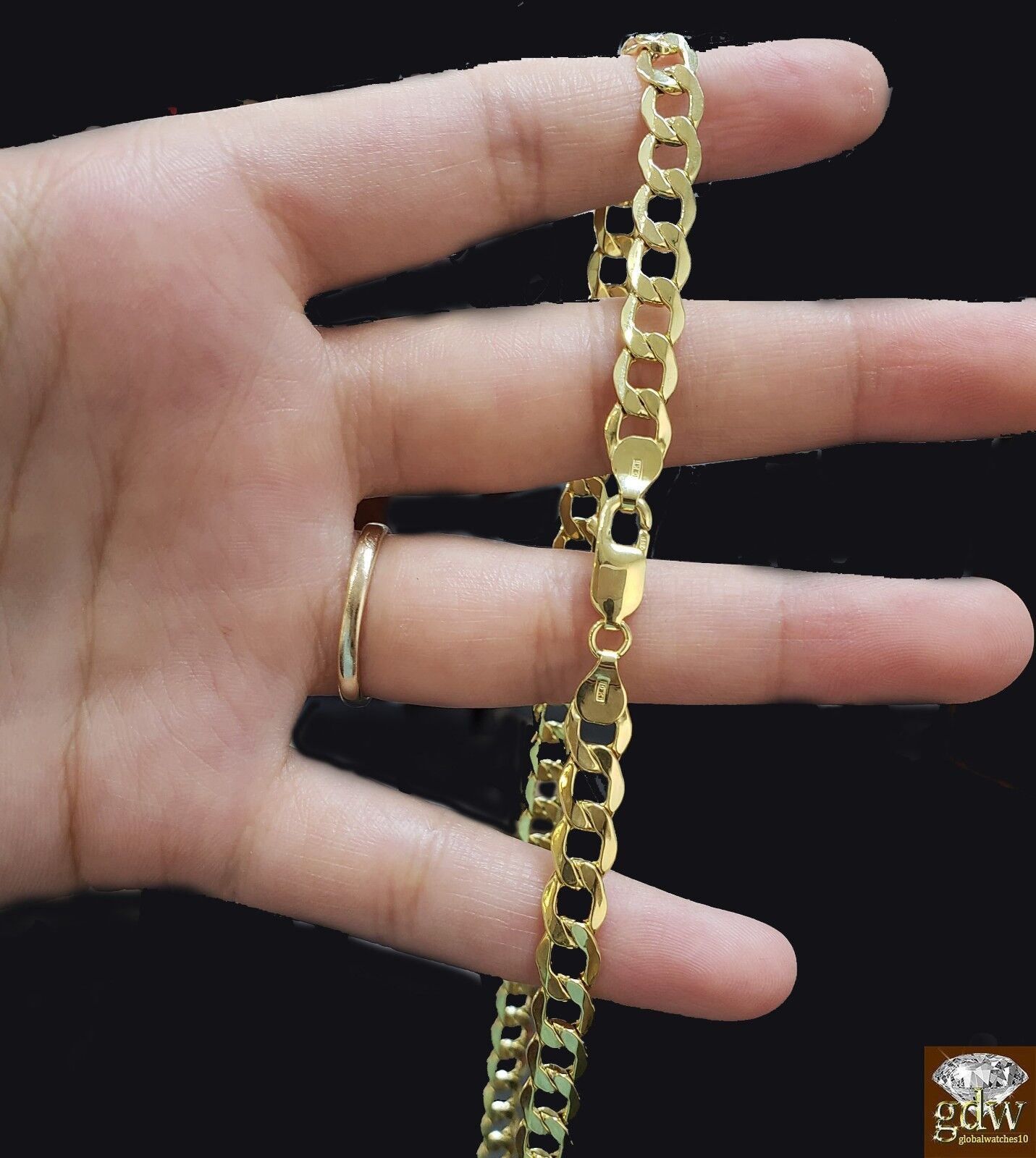 Real 10k Gold Cuban curb link chain Necklace 6.5mm 20" Authentic 10k Yellow Gold - Reva Jeweler