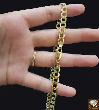 Real 10k Gold Cuban curb link chain Necklace 6.5mm 20" Authentic 10k Yellow Gold - Reva Jeweler