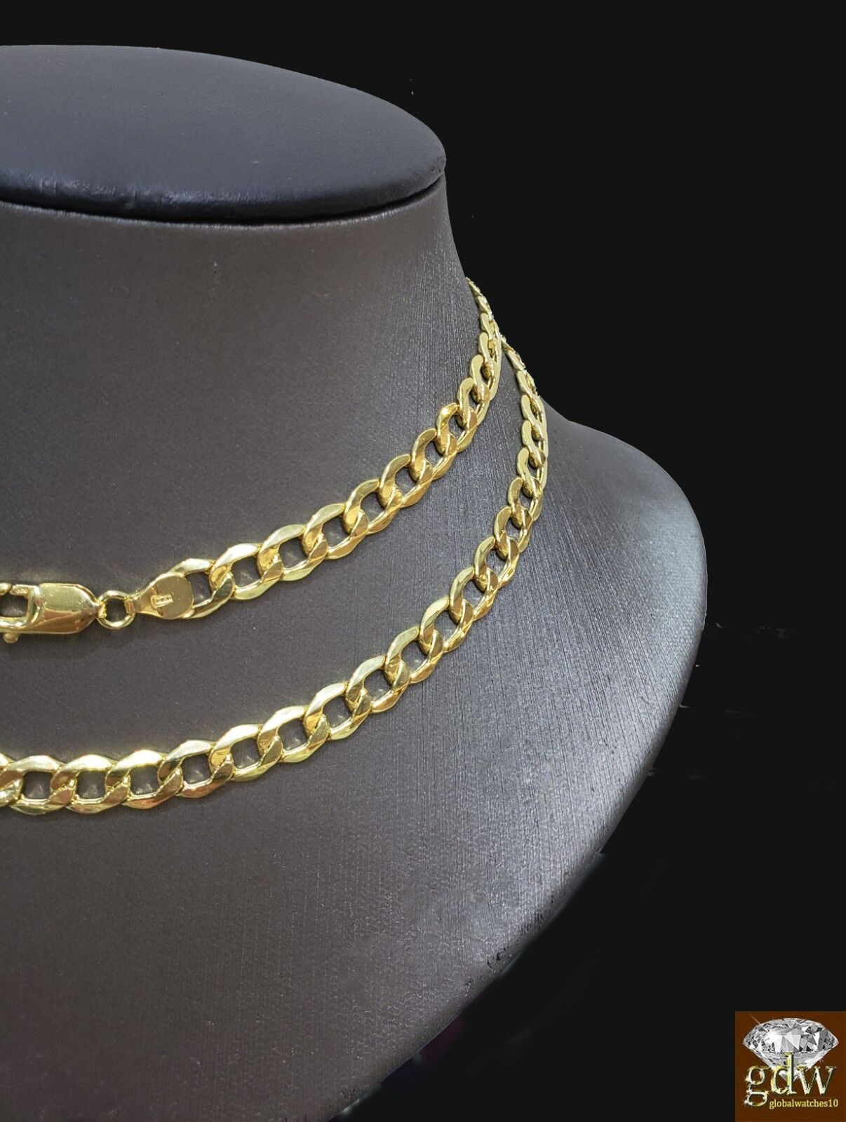 Real 10k Gold Cuban curb link chain Necklace 6.5mm 20" Authentic 10k Yellow Gold - Reva Jeweler