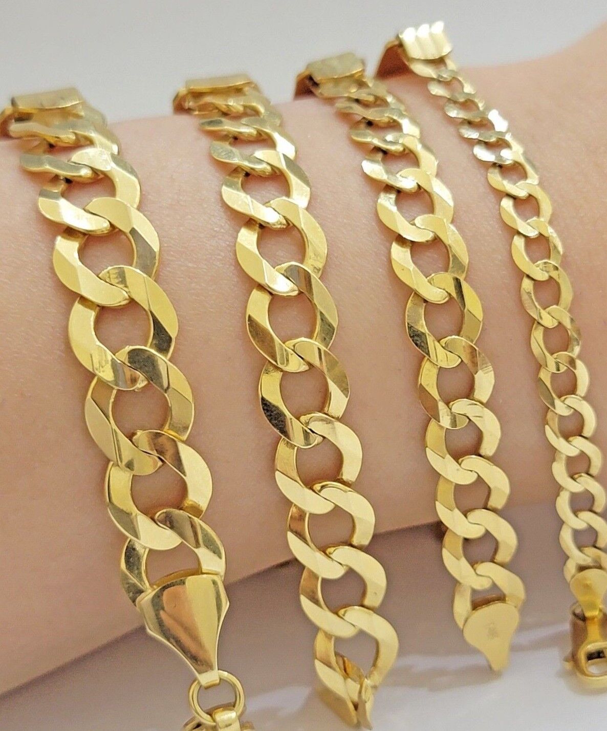 Real 10k Gold Cuban Curb Link ID Bracelet 5mm - 10mm 8 - 8.5" Inches 10kt Name Plate - Reva Jeweler