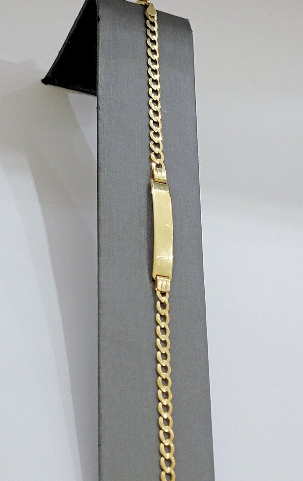 Real 10k Gold Cuban Curb Link ID Bracelet 5mm - 10mm 8 - 8.5" Inches 10kt Name Plate - Reva Jeweler