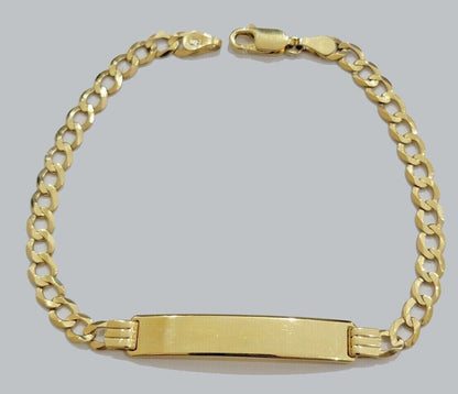 Real 10k Gold Cuban Curb Link ID Bracelet 5mm - 10mm 8 - 8.5" Inches 10kt Name Plate - Reva Jeweler