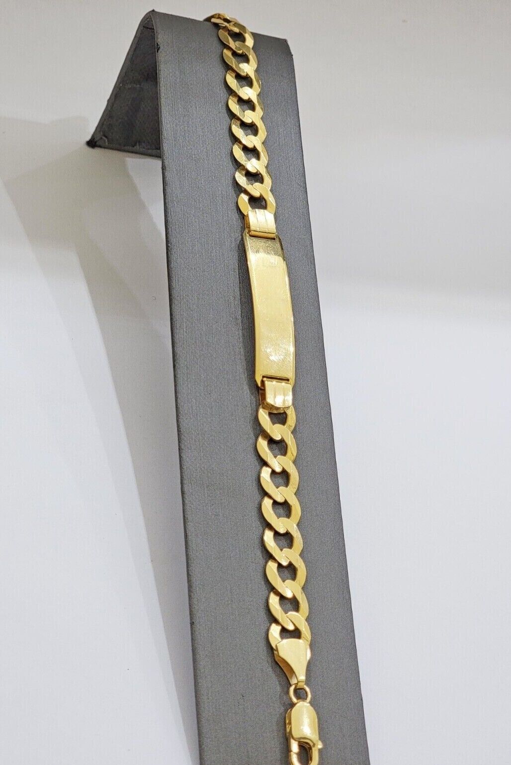 Real 10k Gold Cuban Curb Link ID Bracelet 5mm - 10mm 8 - 8.5" Inches 10kt Name Plate - Reva Jeweler