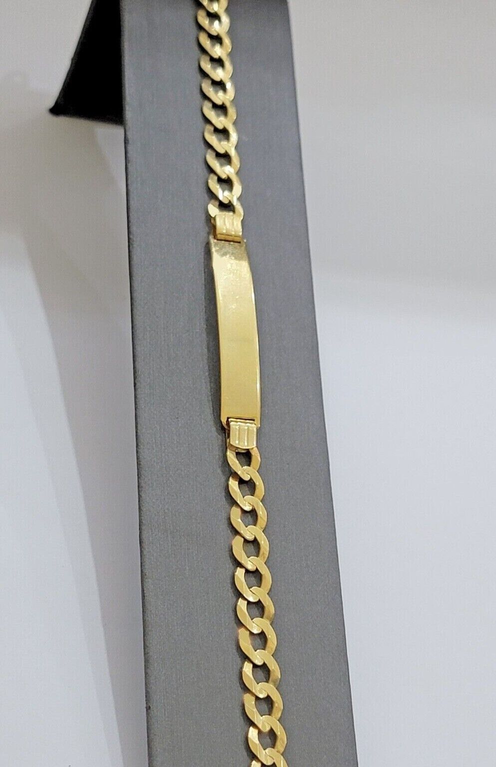Real 10k Gold Cuban Curb Link ID Bracelet 5mm - 10mm 8 - 8.5" Inches 10kt Name Plate - Reva Jeweler