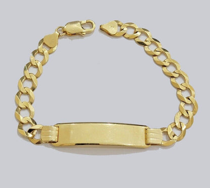 Real 10k Gold Cuban Curb Link ID Bracelet 5mm - 10mm 8 - 8.5" Inches 10kt Name Plate - Reva Jeweler