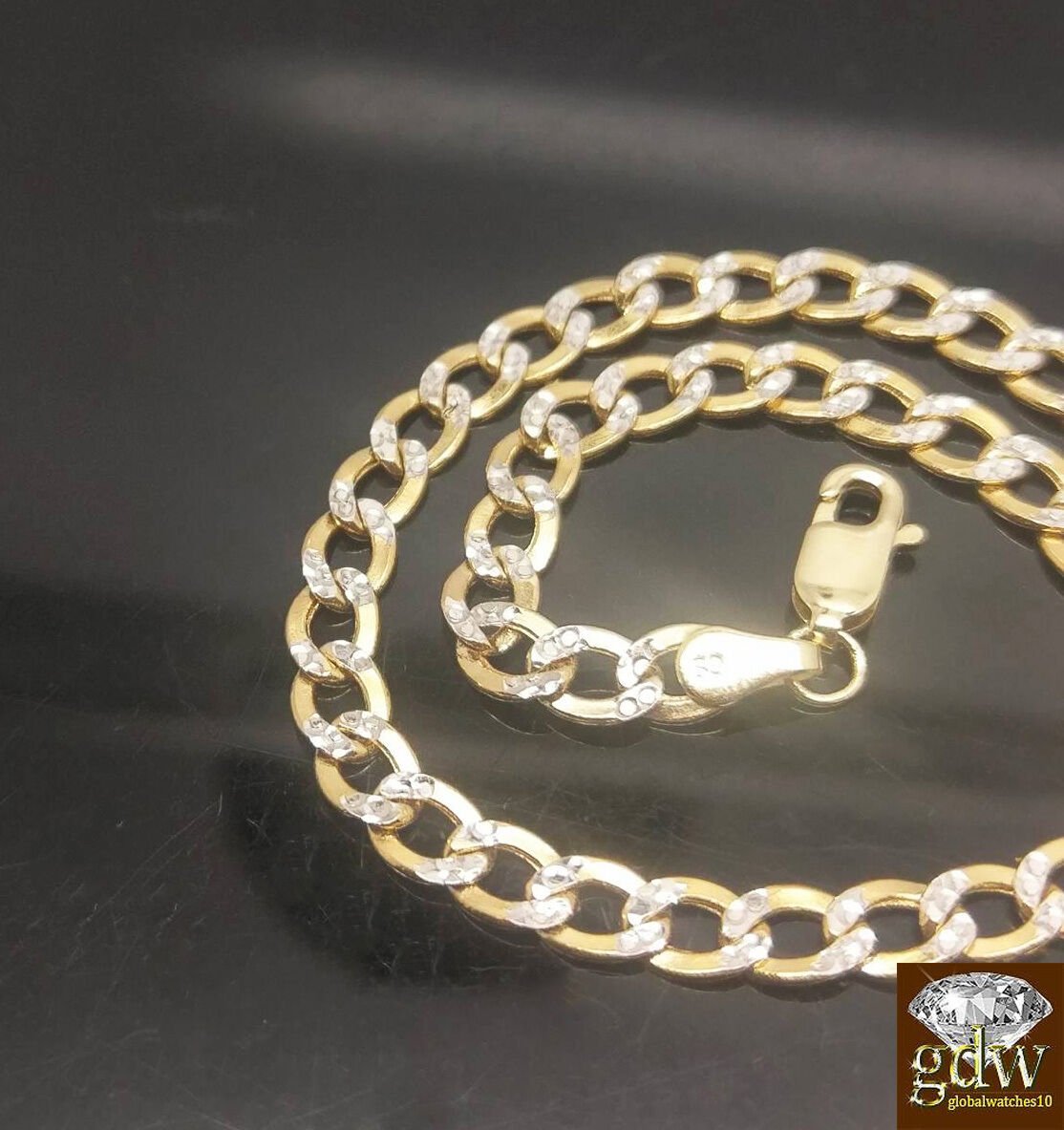 REAL 10k Gold Cuban Link Bracelet Diamond Cuts 9Inch Men Women - Reva Jeweler