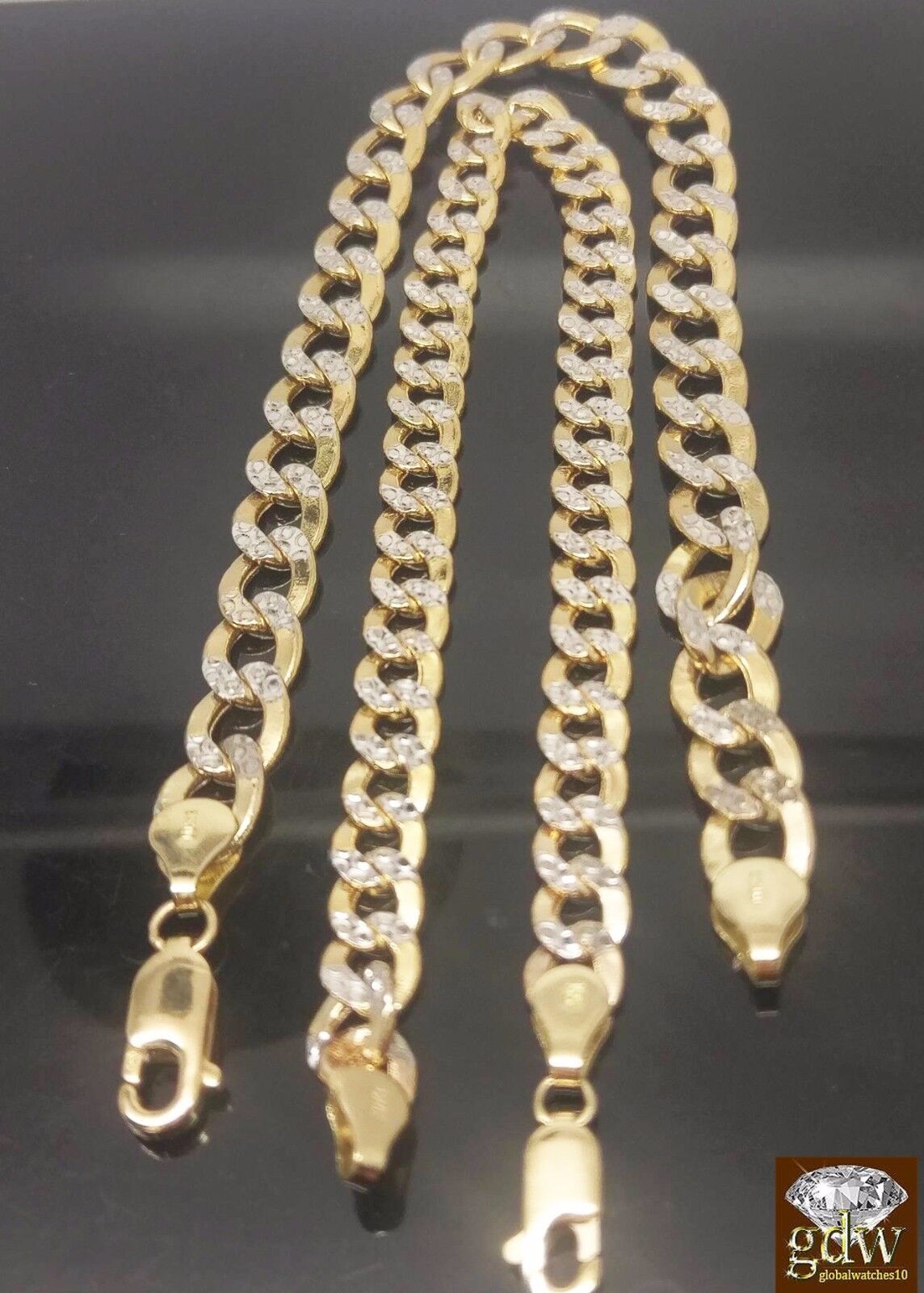 REAL 10k Gold Cuban Link Bracelet Diamond Cuts 9Inch Men Women - Reva Jeweler
