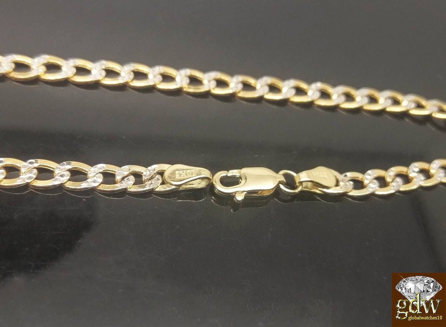 REAL 10k Gold Cuban Link Bracelet Diamond Cuts 9Inch Men Women - Reva Jeweler