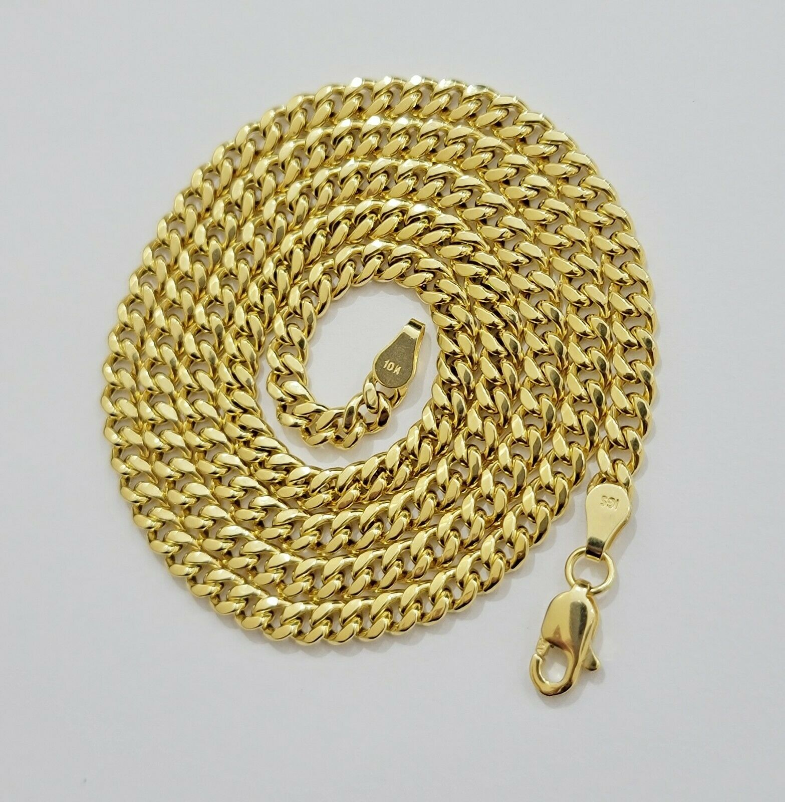 Real 10k Gold Cuban Link Chain Pendant Set 20" 3.5 mm Necklace World Map Charm - Reva Jeweler