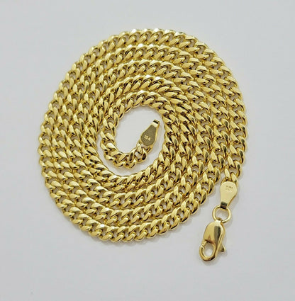 Real 10k Gold Cuban Link Chain Pendant Set 20" 3.5 mm Necklace World Map Charm - Reva Jeweler