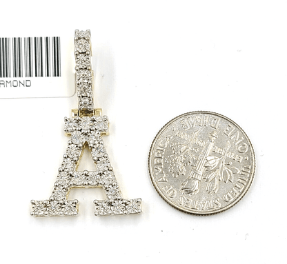 Real 10k Gold & Diamond Letter "A" Initial Alphabet Charm/Pendant 1.25". - Reva Jeweler