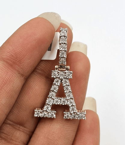 Real 10k Gold & Diamond Letter "A" Initial Alphabet Charm/Pendant 1.25". - Reva Jeweler