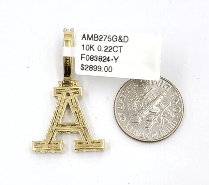 Real 10k Gold & Diamond Letter "A" Initial Alphabet Charm/Pendant 1.25". - Reva Jeweler