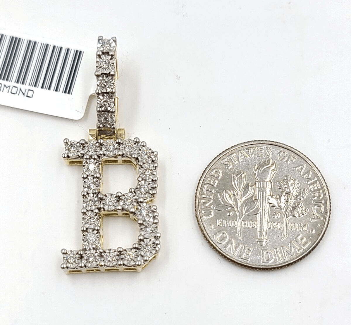 Real 10k Gold & Diamond Letter "B" Initial Alphabet Charm/Pendant 1.25". - Reva Jeweler
