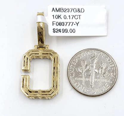 Real 10k Gold & Diamond Letter "C" Initial Alphabet Charm/Pendant 1.25". - Reva Jeweler