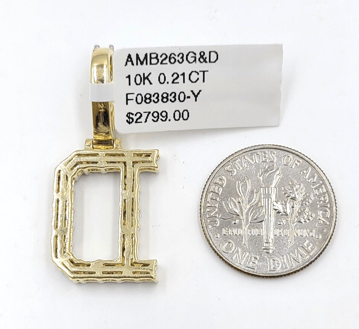 Real 10k Gold & Diamond Letter "D" Initial Alphabet Charm/Pendant 1.25". - Reva Jeweler