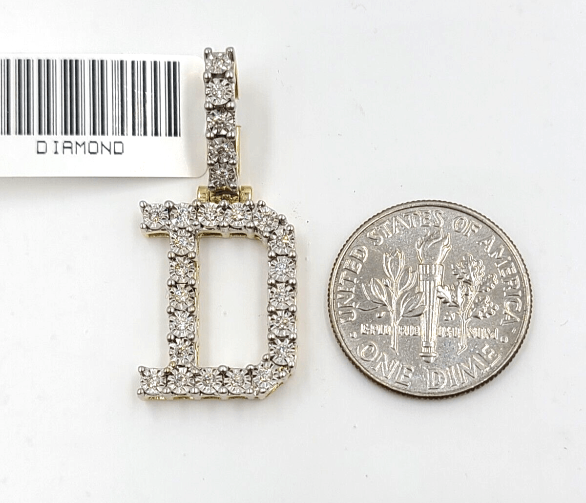 Real 10k Gold & Diamond Letter "D" Initial Alphabet Charm/Pendant 1.25". - Reva Jeweler