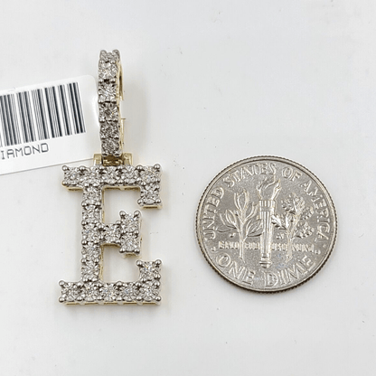 Real 10k Gold & Diamond Letter "E" Initial Alphabet Charm/Pendant 1.25". - Reva Jeweler
