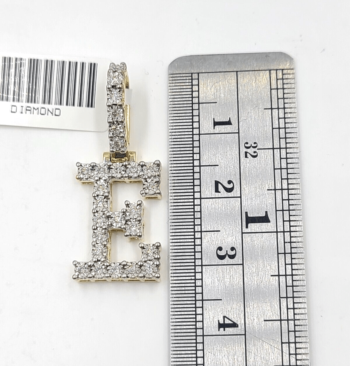 Real 10k Gold & Diamond Letter "E" Initial Alphabet Charm/Pendant 1.25". - Reva Jeweler
