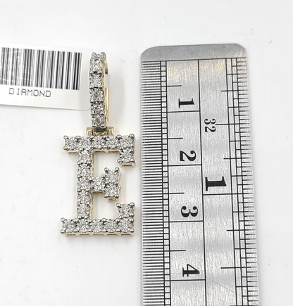 Real 10k Gold & Diamond Letter "E" Initial Alphabet Charm/Pendant 1.25". - Reva Jeweler
