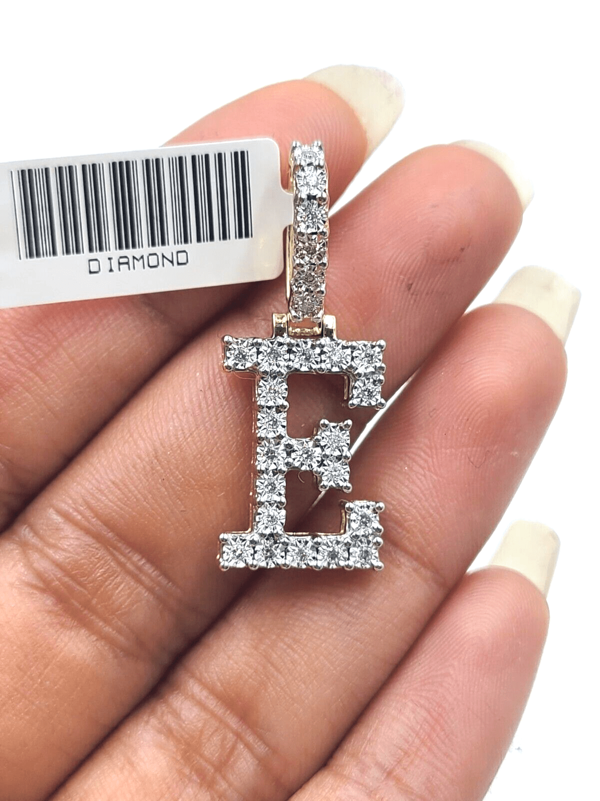 Real 10k Gold & Diamond Letter "E" Initial Alphabet Charm/Pendant 1.25". - Reva Jeweler