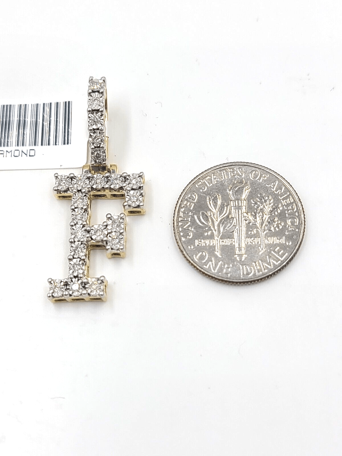 Real 10k Gold & Diamond Letter "F" Initial Alphabet Charm/Pendant 1.25". - Reva Jeweler