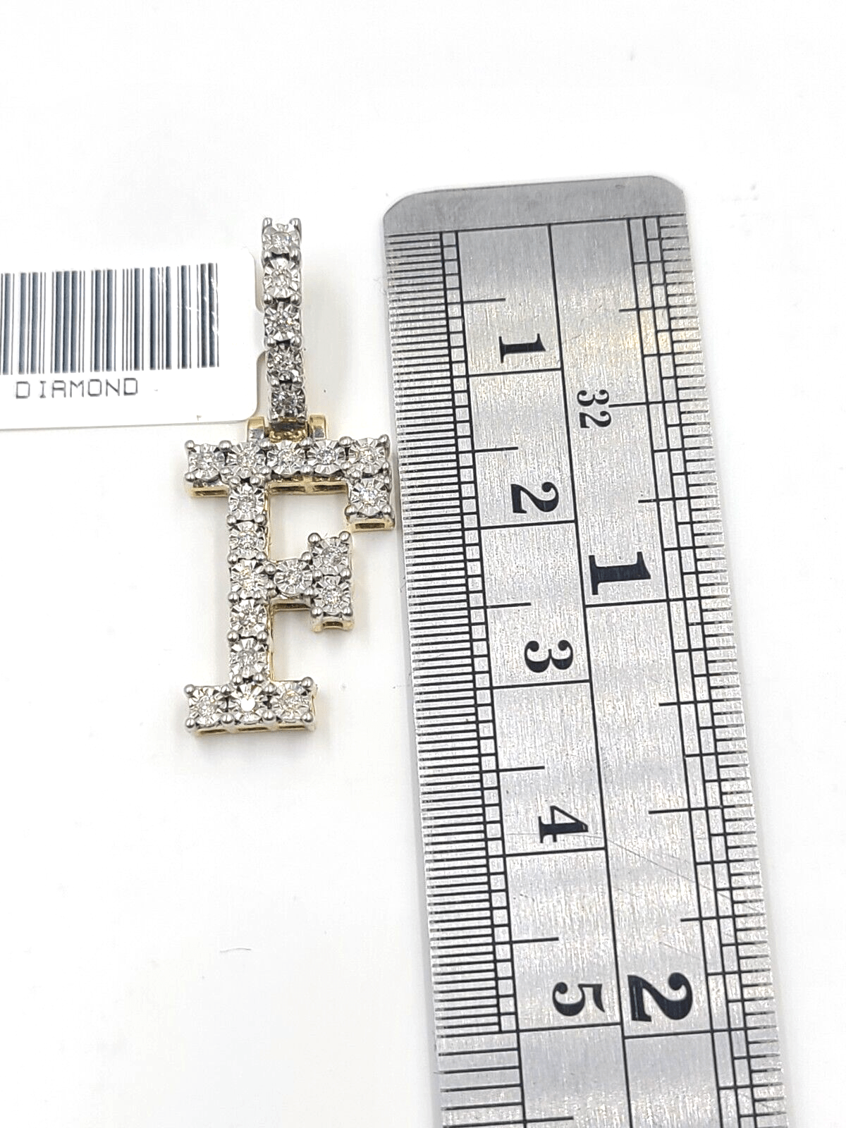 Real 10k Gold & Diamond Letter "F" Initial Alphabet Charm/Pendant 1.25". - Reva Jeweler