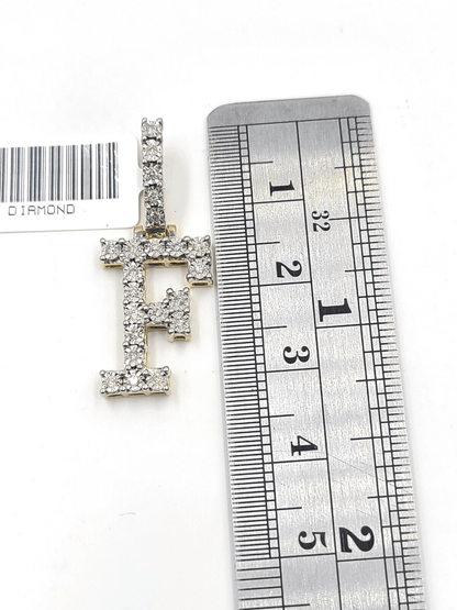 Real 10k Gold & Diamond Letter "F" Initial Alphabet Charm/Pendant 1.25". - Reva Jeweler