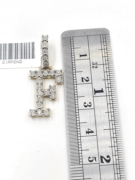 Real 10k Gold & Diamond Letter "F" Initial Alphabet Charm/Pendant 1.25". - Reva Jeweler