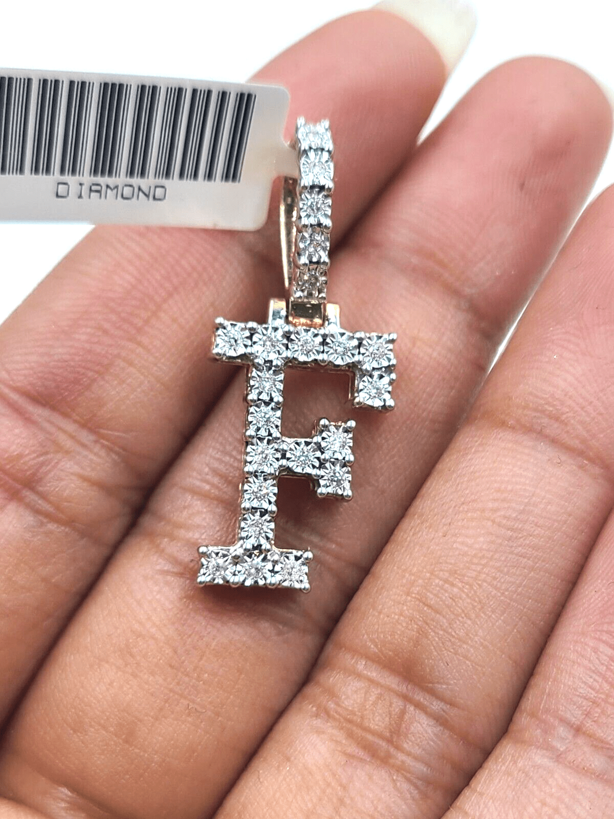 Real 10k Gold & Diamond Letter "F" Initial Alphabet Charm/Pendant 1.25". - Reva Jeweler
