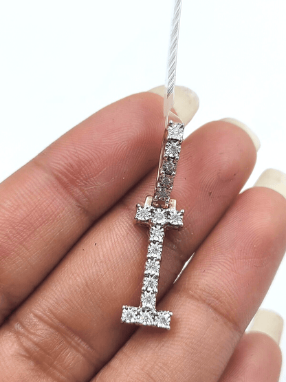 Real 10k Gold & Diamond Letter "I" Initial Alphabet Charm/Pendant 1.25". - Reva Jeweler