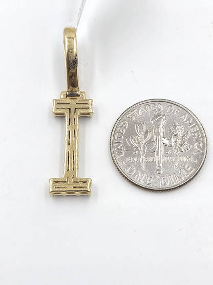 Real 10k Gold & Diamond Letter "I" Initial Alphabet Charm/Pendant 1.25". - Reva Jeweler