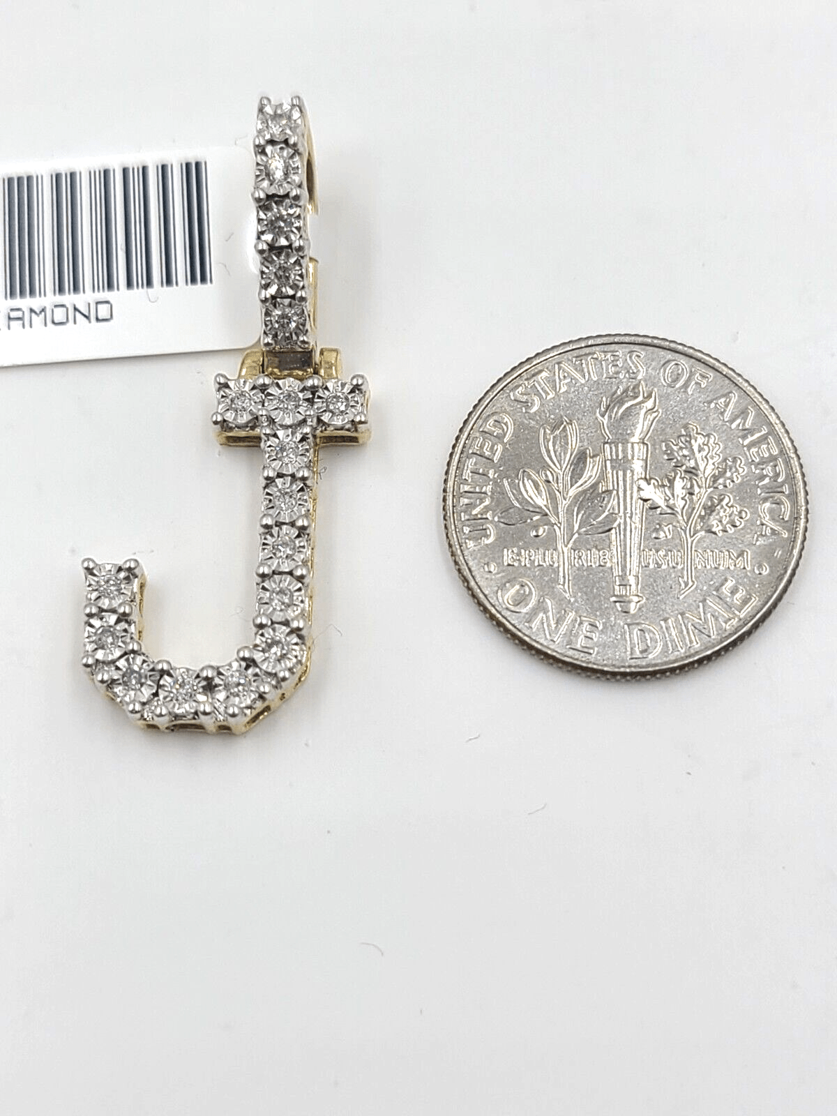 Real 10k Gold & Diamond Letter "J" Initial Alphabet Charm/Pendant 1.25". - Reva Jeweler