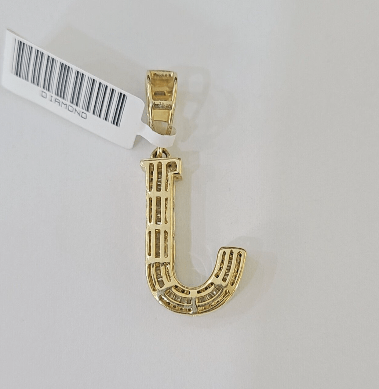 Real 10k Gold Diamond Letter "J" Initial Alphabet Charm/Pendant Yellow Real - Reva Jeweler